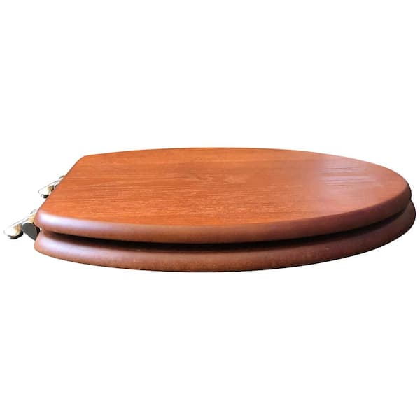 JONES STEPHENS Decorative Wood Elongated Closed Front Toilet Seat