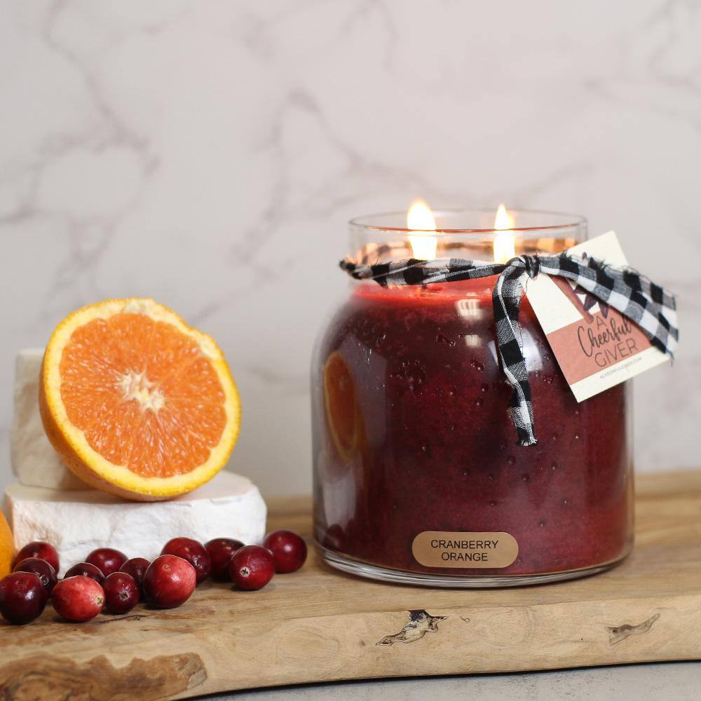 Cranberry Orange Scented Soy Jar Candle with Black Lid