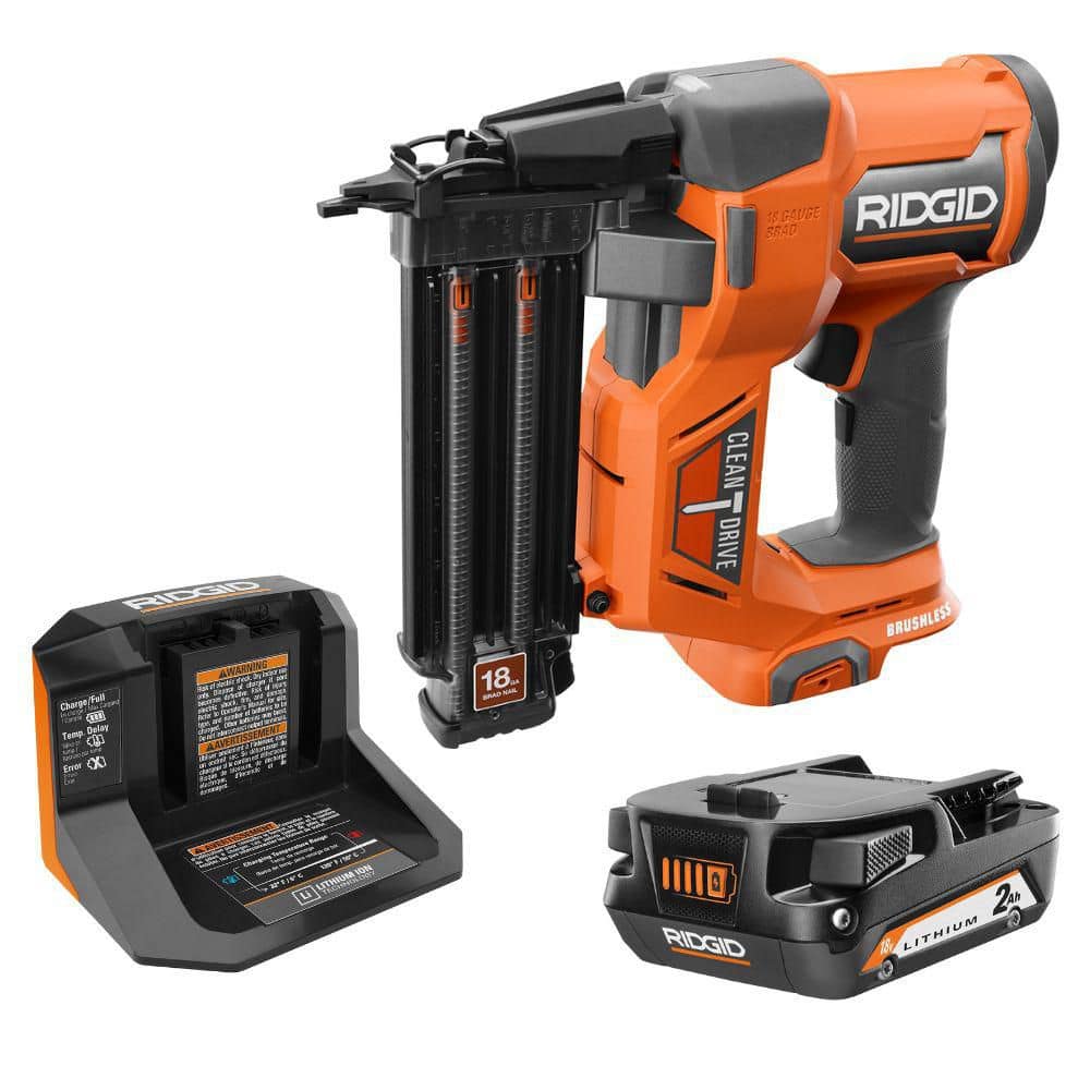 RIDGID 18V Brushless Cordless 18-Gauge 2-1/8 in. Brad Nailer with