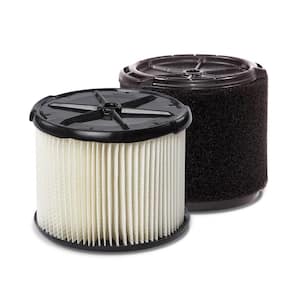 General Debris and Wet Debris Wet/Dry Vac Cartridge Filters for Most 3 to 4.5 Gallon RIDGID Shop Vacuums (2-Pack)