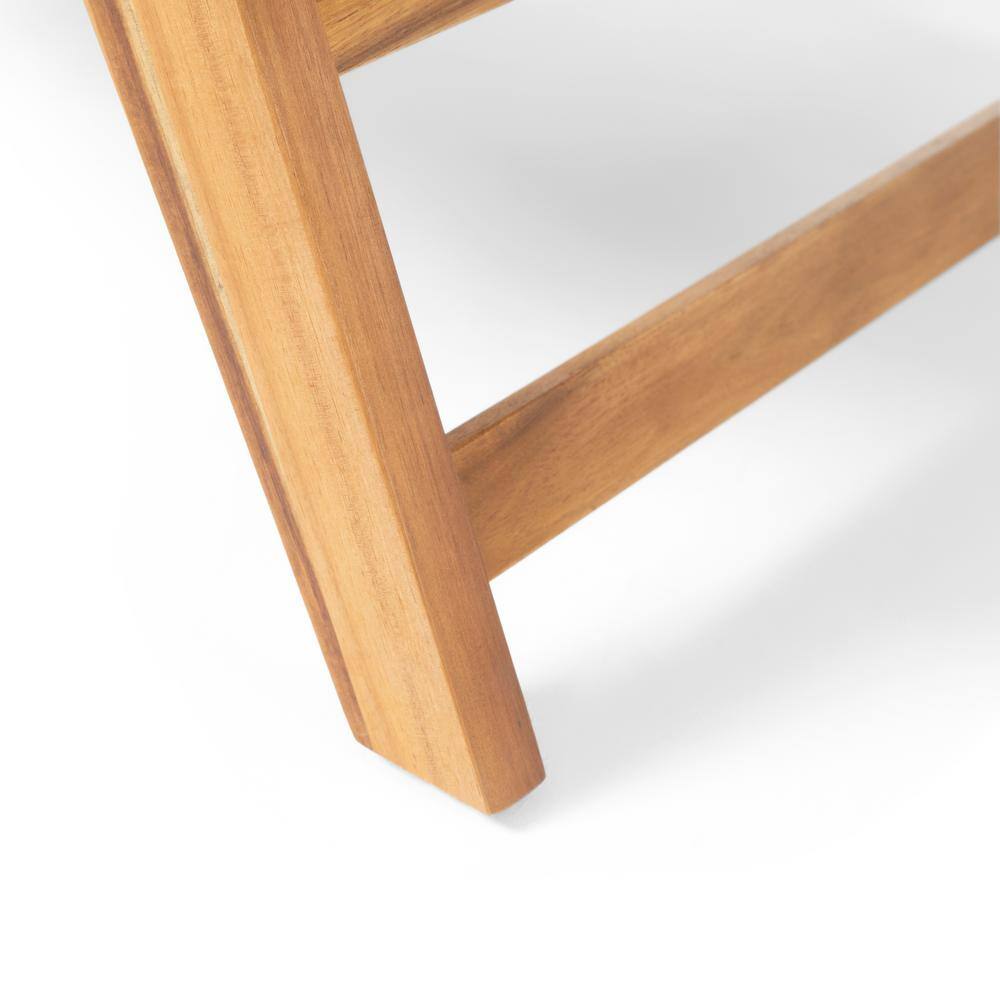 Teak Brown Acacia Wood Square Outdoor End Table