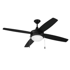 Phaze-4 Blade 52 in. Indoor Flat Black Dual Mount 3-Speed Reversible Motor Finish Ceiling Fan with Light Kit Included