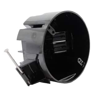 New Work 20 cu. in. Nail-on Round Electrical Ceiling Box with Wiring Clamps, 50-lb. Capacity, Black