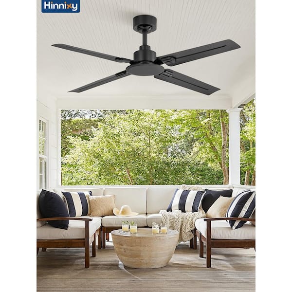HINNIXY 48 in. Black Standard Ceiling Fan No Light, with 6-Speed