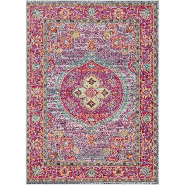Well Woven Paloma Payson Fuchsia 7 ft. 10 in. x 9 ft. 10 in. Bohemian Oriental Persian Area Rug
