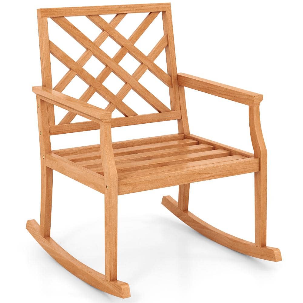 Teak Wood Patio Rocking Chair with Backrest and Slatted Seat price history on PriceWatchPro