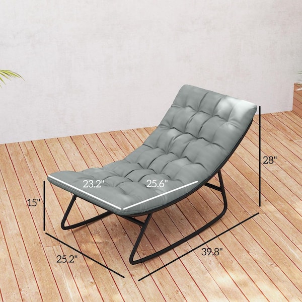 Outsunny Metal Outdoor Rocking Chair with Dark Grey Cushion 2-Pack