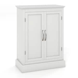 24 in. W x 12.5 in. D x 32 in. H White Freestanding 2-Door Bathroom Floor Linen Cabinet with Adjustable Shelf