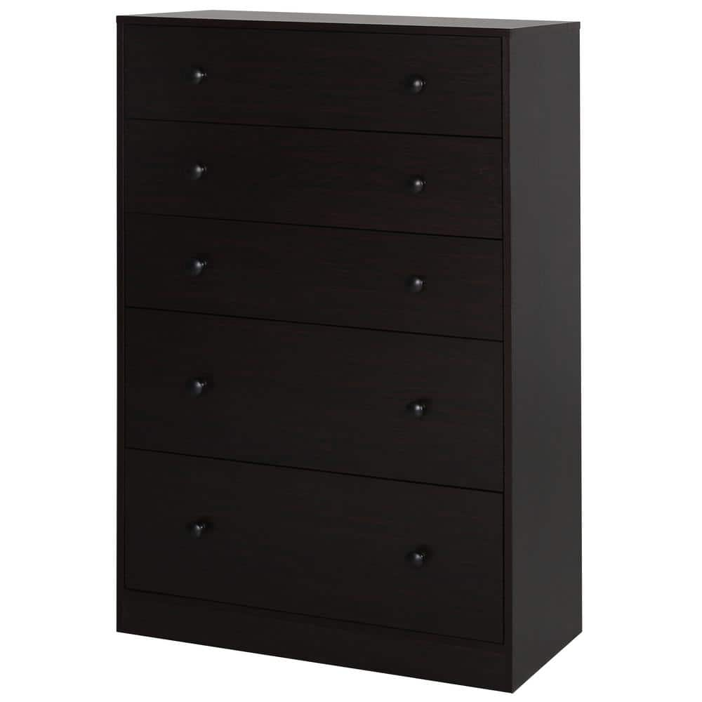 VEIKOUS Oversized 5-Drawer Espresso Chest of Drawers Dresser with 2 ...