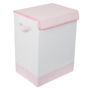 Pink and White Baby Clothes Hamper with Lid - Folding Cloth Hamper