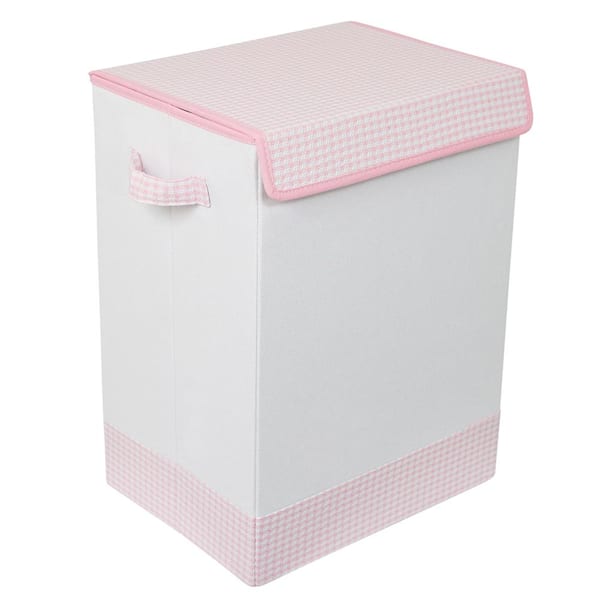 BirdRock Home Pink and White Baby Clothes Hamper with Lid - Folding ...