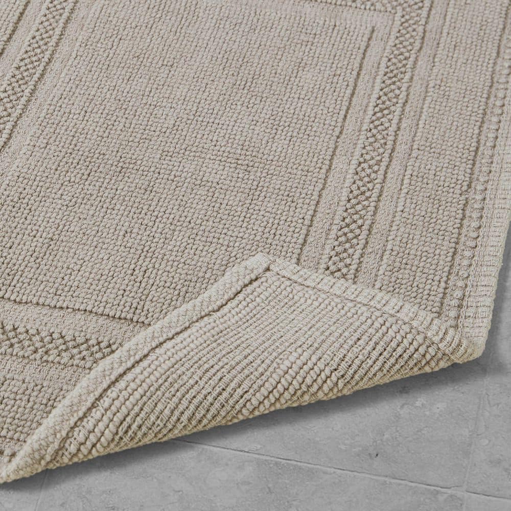 Taupe Gray Moroccan Cotton Bath Mat 24"L x 17"W, Machine Washable