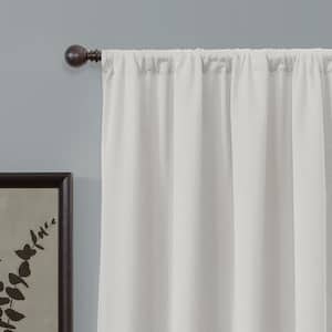 Bleached Linen Geometric Thermal 50 in. W x 63 in. L Rod Pocket 100% Blackout Curtain