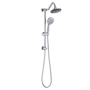 6-Spray Wall Mount ABS Multi-Function Bathroom Rain Shower Faucet Kit with Handheld Shower in Brushed Chrome