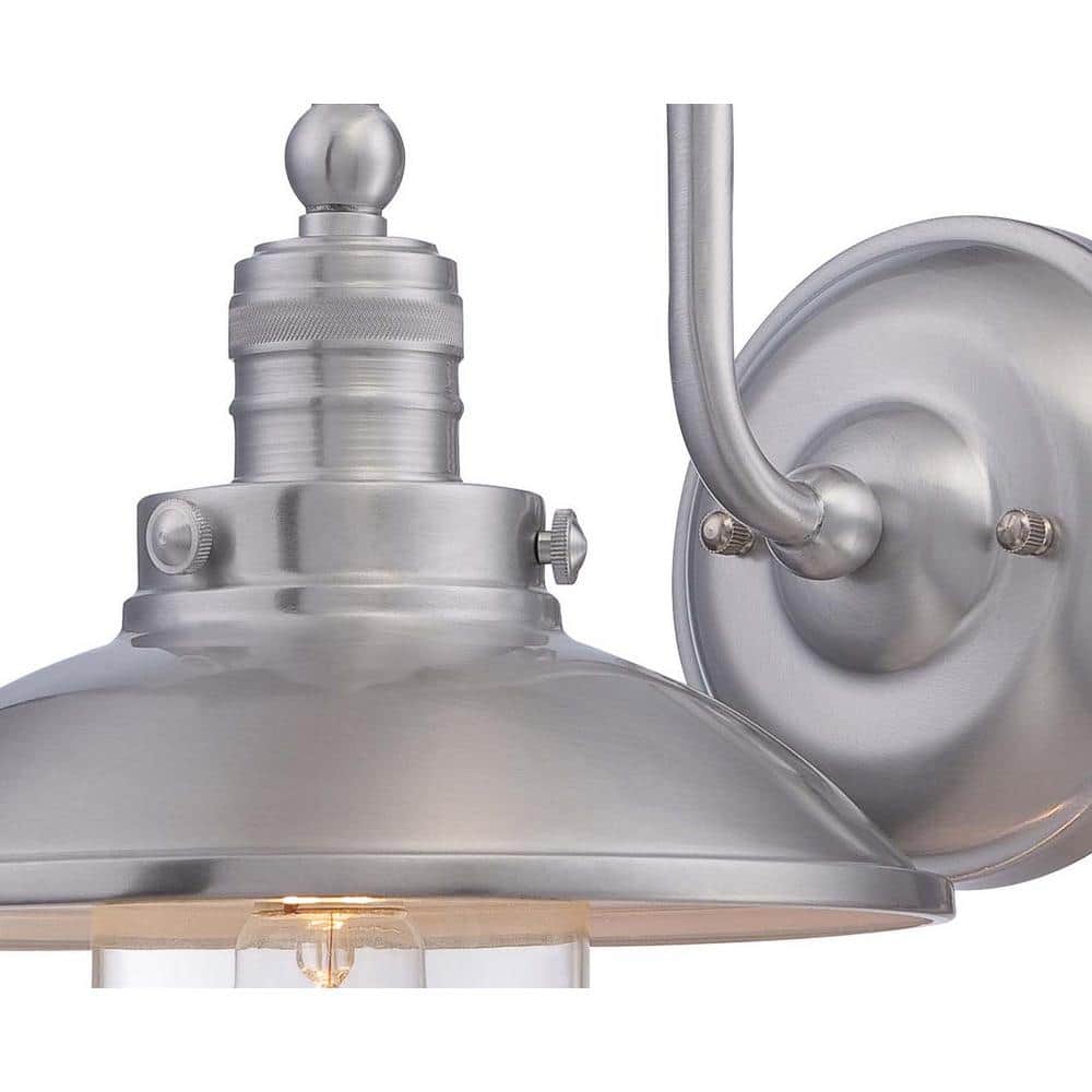 Brushed Silver Curved Dome Shade Industrial Sconce Light