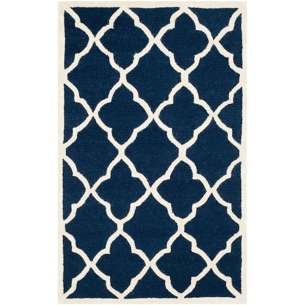 SAFAVIEH Cambridge Navy/Ivory 2 ft. x 3 ft. Geometric Diamond Trellis Area Rug