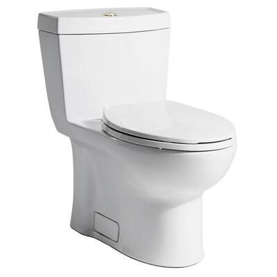 1-piece 0.8 GPF Single Flush Ultra-High-Efficiency Elongated Toilet Featuring Stealth Technology in White