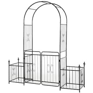 86 in. Garden Arbor Arch Gate with Trellis Sides for Climbing Plants, Wedding Ceremony Decorations