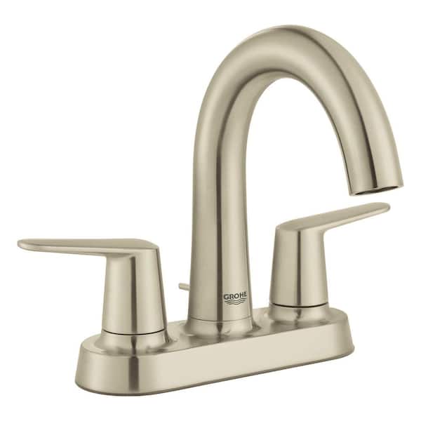 GROHE Veletto 4 in. Centerset 2-Handle High-Spout Bathroom Faucet in Brushed Nickel