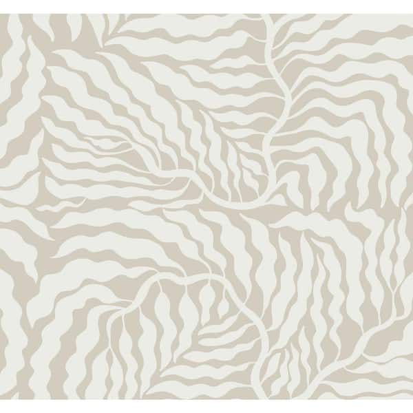 York Wallcoverings Beige and White Fern Fronds Matte Non-Pasted Paper Wallpaper