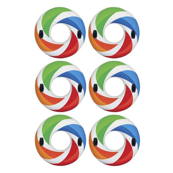 Intex Inflatable 47 in. Color Whirl Tube Swimming Pool Raft with Handles (6-Pack)