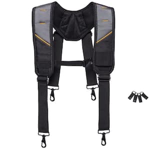 Universal one-size-fits-all Black Comfort Padded Suspenders with ClipTech attachment points and rugged construction