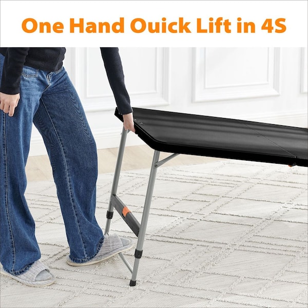 HDX 4 ft. Black Resin Top Single Hand Adjustable Height Indoor