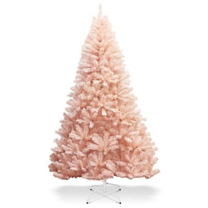 7 ft. Pink Unlit Full PVC Hinged Artificial Christmas Tree with Solid Metal Stand