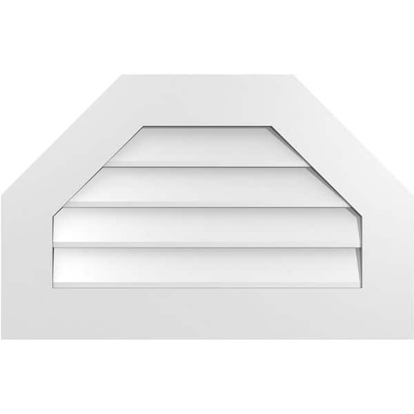 Ekena Millwork 28 in. x 18 in. Octagonal Top Surface Mount PVC Gable Vent: Decorative with Standard Frame