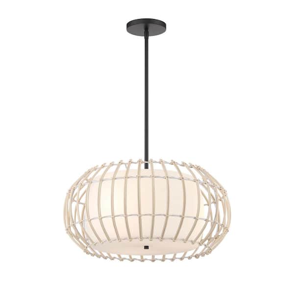 Minka Lavery Watermill 100-Watt 3-Light Black Shaded Pendant Light