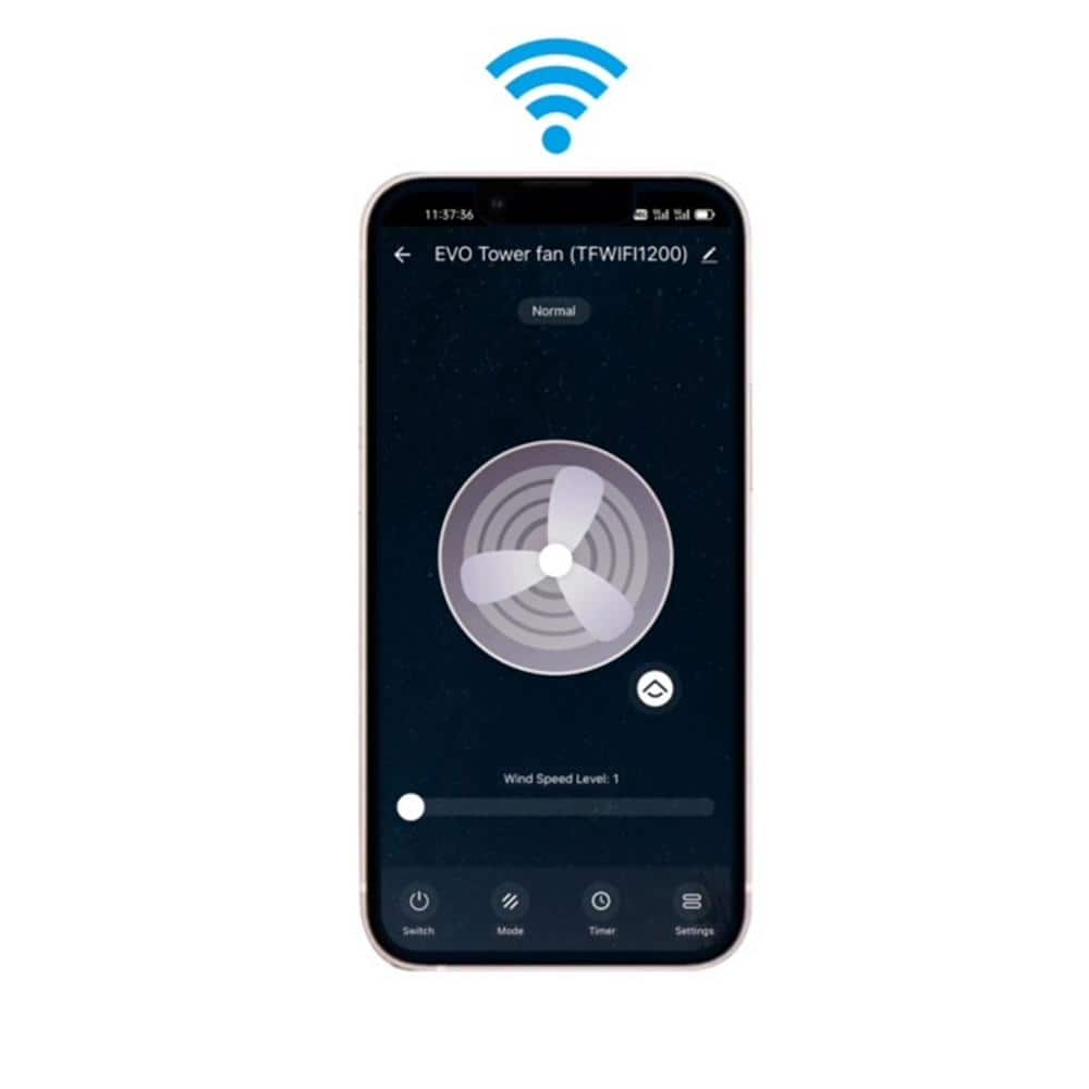 EVO 42" Black Wi-Fi Remote Controlled Tower Fan