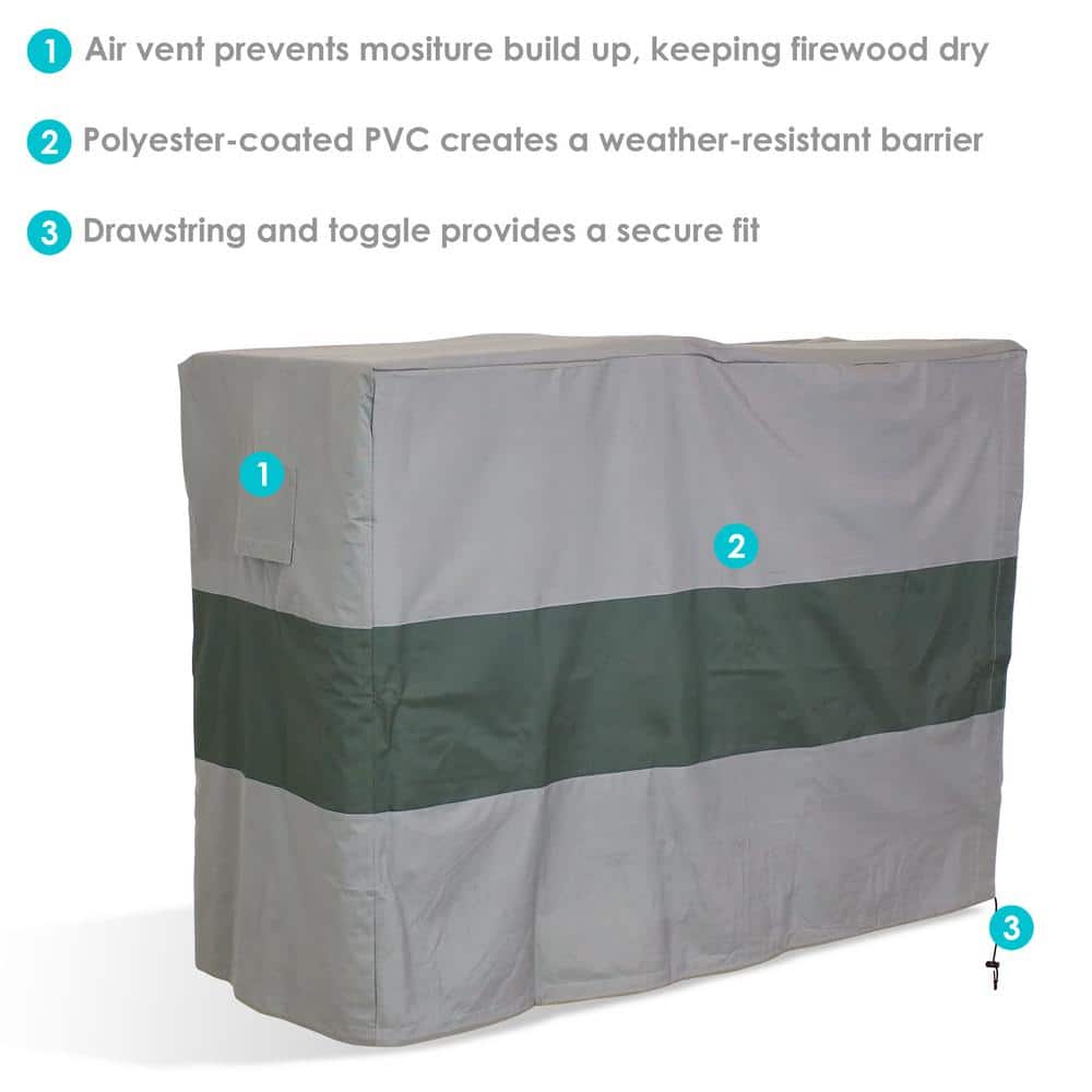 Gray and Green Heavy-Duty Polyester Log Rack Cover