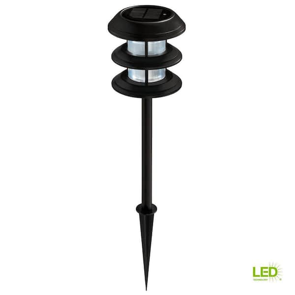 Hampton Bay Solar No Voltage 10 Lumens Black Outdoor Integrated Led 3 Tier Powered Lights 6 Pack Weather Water Rust Resistant 79339 The Home Depot Hampton Bay Solar No Voltage 10 Lumens, Home Depot Outdoor Garden Light