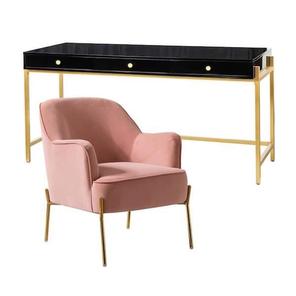 JAYDEN CREATION Alita Pink 2 Piece Office set with Modern Desk and Chair