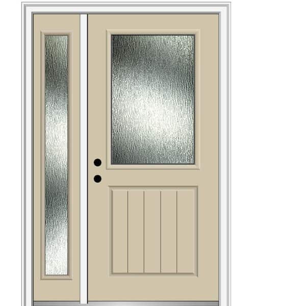 MMI Door 48 in. x 80 in. Right-Hand/Inswing Rain Glass Wicker Fiberglass Prehung Front Door on 4-9/16 in. Frame