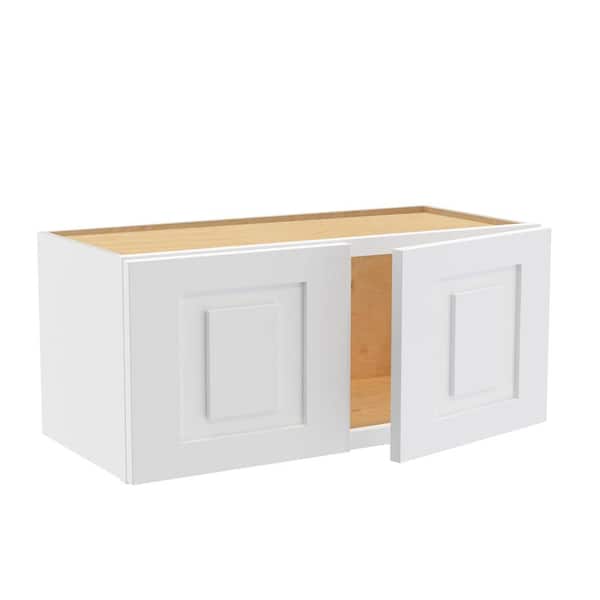 Home Decorators Collection Grayson 27 in. W x 12 in. D x 12 in. H Assembled Plywood Wall Bridge Kitchen Cabinet in Pacific White with Soft Close