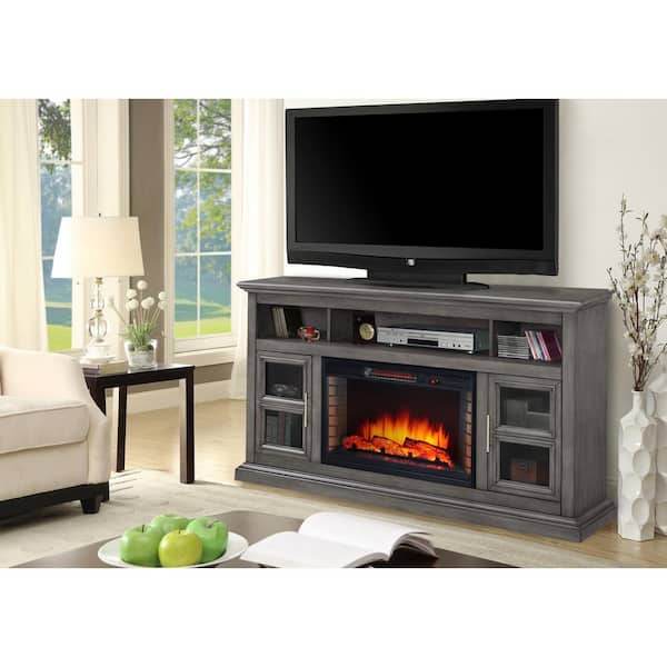 Muskoka Glendale 58 in. Freestanding Electric Fireplace TV Stand Dark Weathered Gray