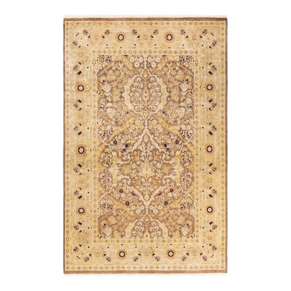 Eclectic Brown 6 ft. x 9 ft. Floral Wool Indoor Area Rug