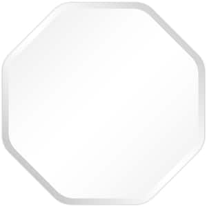 Frameless Beveled Octagonal Black Matte Finished Wall Mirror, 28 in. x 28 in.