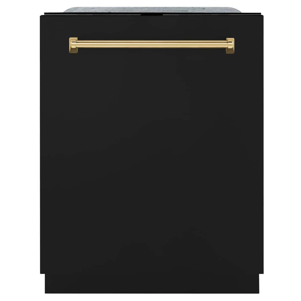 Autograph Edition 24 in. Top Control Tall Tub Dishwasher with 3rd Rack in Black Matte with Polished Gold Handle