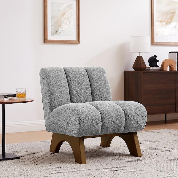 Art Leon COZY Light Gray Fabric Accent Slipper Chair with Art Leon COZY Light Gray Fabric Accent Slipper Chair with