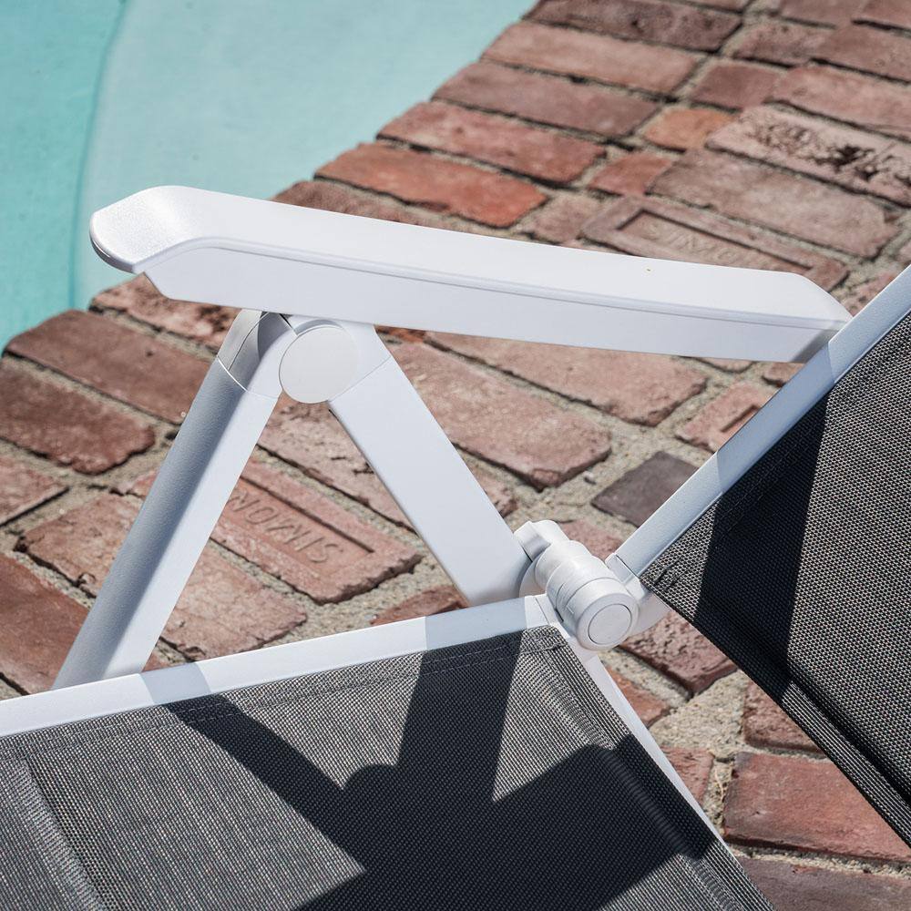 Regis Gray and White Aluminum Sling Folding Chaise Lounger