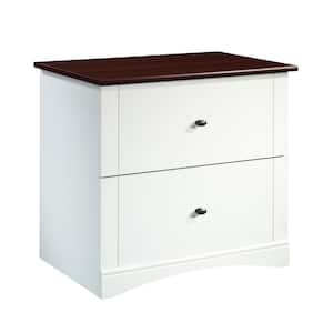 Soft White with Select Cherry Accent Decorative Lateral File Cabinet with 2-Drawers