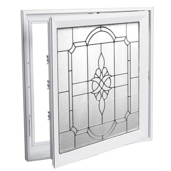 Hy-Lite 27.25 in. x 27.25 in. Victorian PE Right-Handed Triple-Pane Casement Vinyl Window with White Exterior Nickel Caming