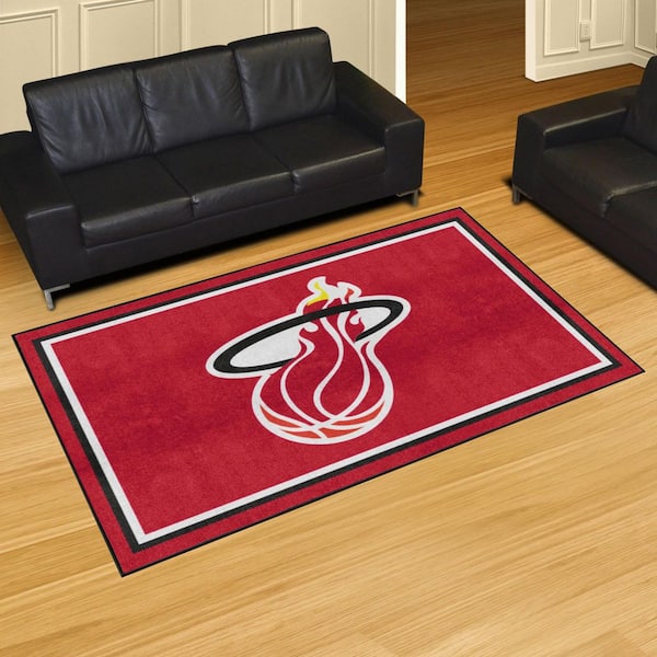 NBA Retro Miami Heat Red 5 ft. x 8 ft. Plush Area Rug