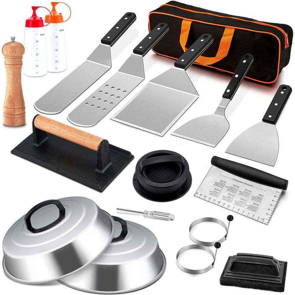 Griddle 18-Pieces Stainless Steel Flat Top Grill Spatula Set for Outdoor