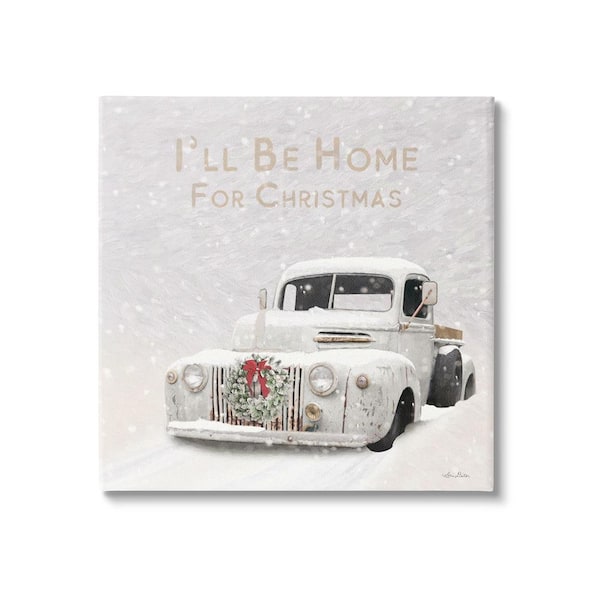 Stupell Industries I'll be Home For Christmas Phrase by Lori Deiter 1-Piece Unframed Graphic Print Travel Poster Art Print 17 in. x 17 in.