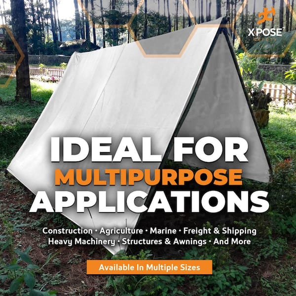 XPOSE SAFETY Canvas Heavy Duty 4 ft. W x 4 ft. L White 10 oz. Tarp