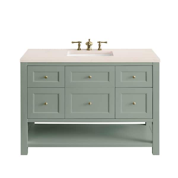 James Martin Vanities Breckenridge 48.0 in. W x 23.5 in. D x 34.2 in. H Bathroom Vanity in Smokey Celadon with Eternal Marfil Quartz Top