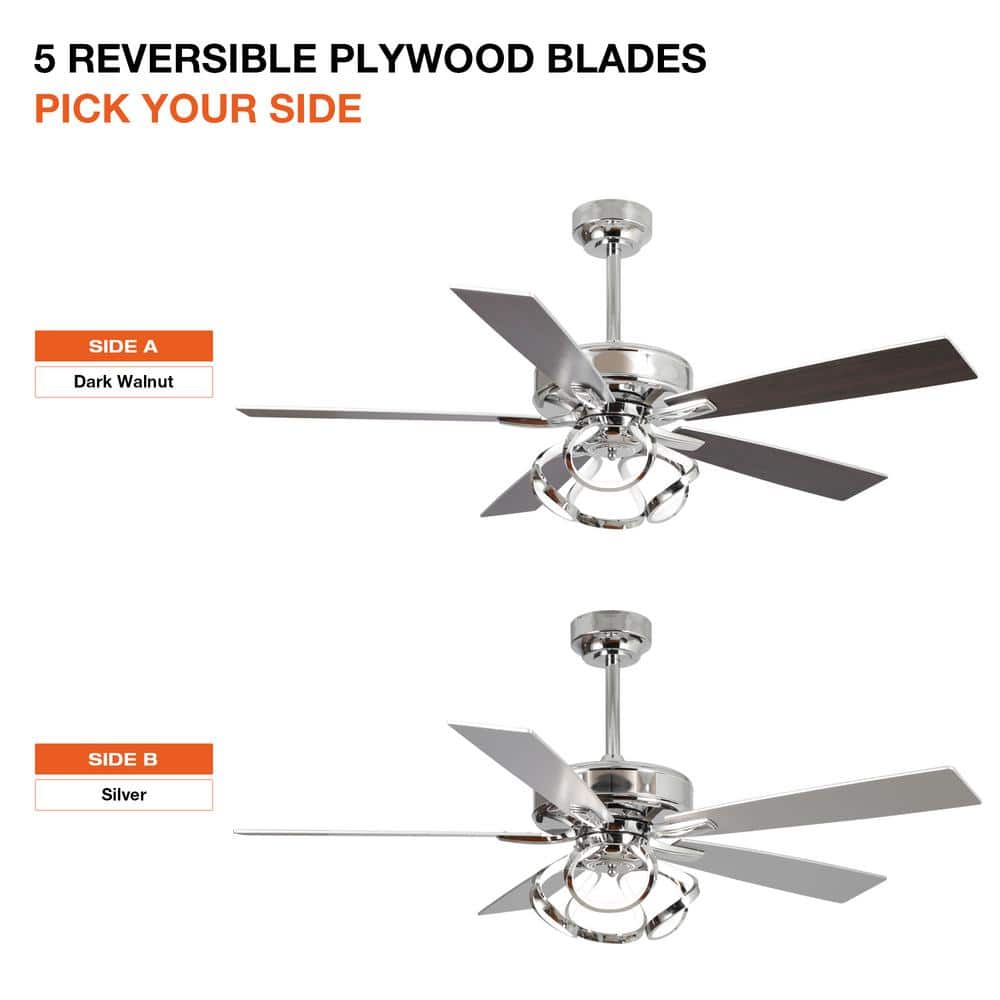52'' Chrome Ceiling Fan with LED Light and Remote